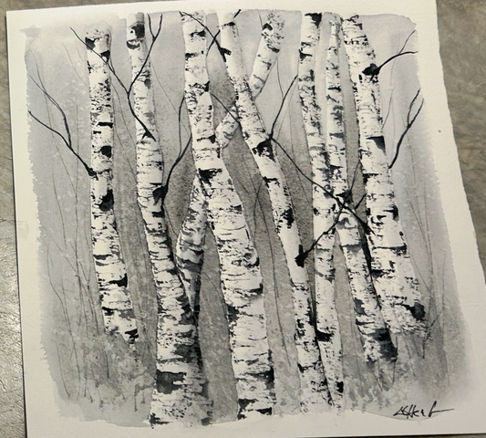 Birch Trees - 8x8 Original Painting
